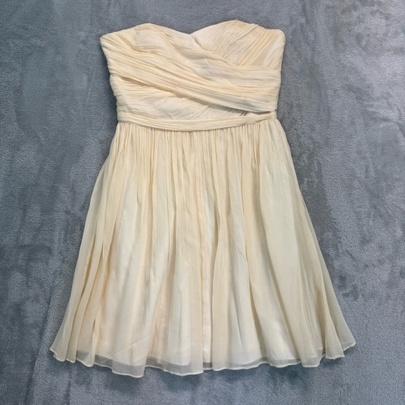 J. Crew Dresses & Skirts - J.Crew Vintage Y2K Silk Cranked Strapless Cream Rushed Cocktail Dress Size 8